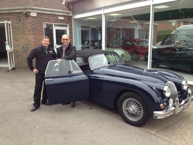 Theo Paphitis and Ian Mills with Jaguar XK150