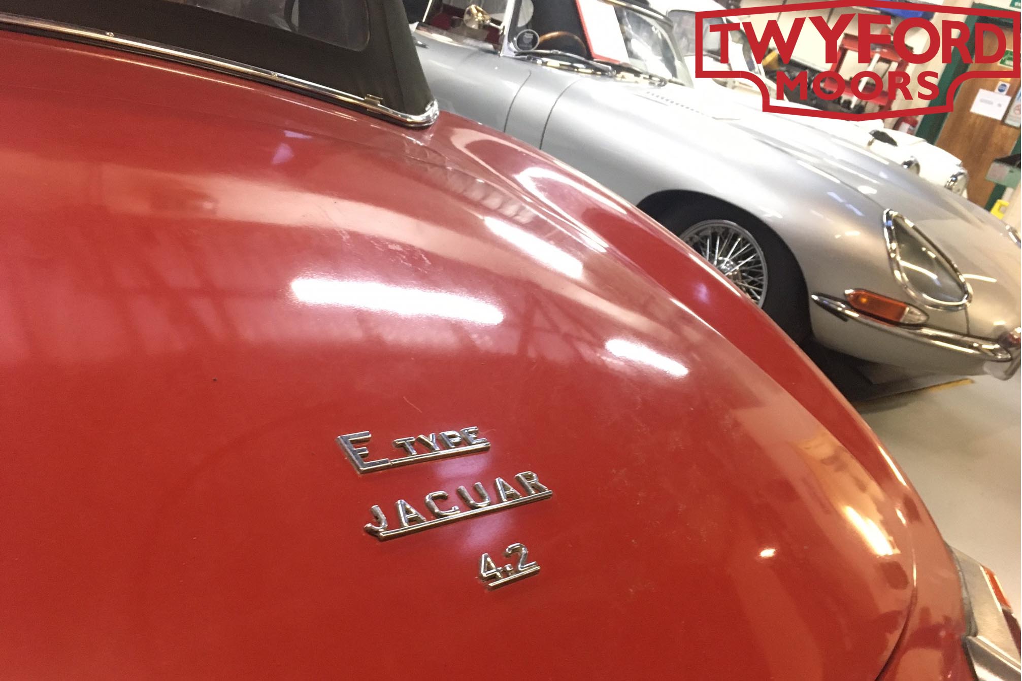 Jaguar E-Type in Hampshire garage